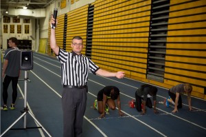 Alum Adam Wickersham has a better idea for starting track races. (Photo by Derek Rickert)