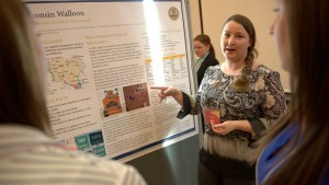 Senior economics major Kristina Hoyt co-presented the Walloon language research project poster at the 2015 CERCA event. 