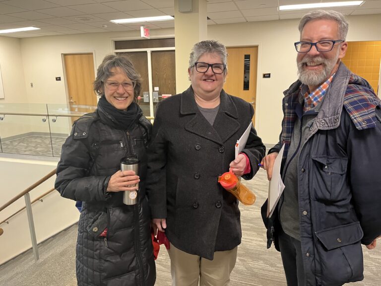 UW-Platteville advising colleagues at the March 2023 workshop included, from left, Sara Roltgen, Ginger Bonow, and Gus Bonow.