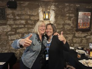 Sandy Kallio, left, and Angie Kellogg of UW System at NACADA Summer Institute UW System meeting and reception June 28, 2023, in Madison. 