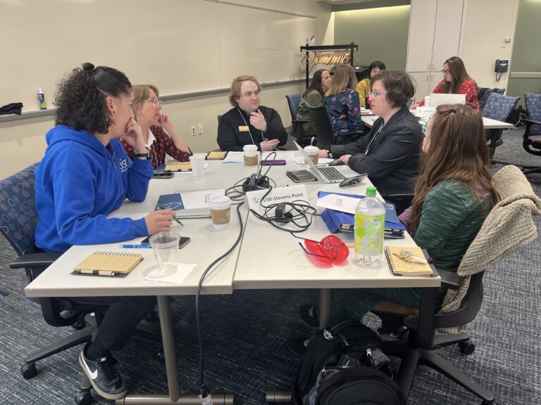The Universities of Wisconsin Navigate360 Workshop on April 29, 2025, included advisors on teams from UW universities, including the UW-Stevens Point team pictured here. Click on the photo to reach workshop materials, using your UW email credentials to log in.