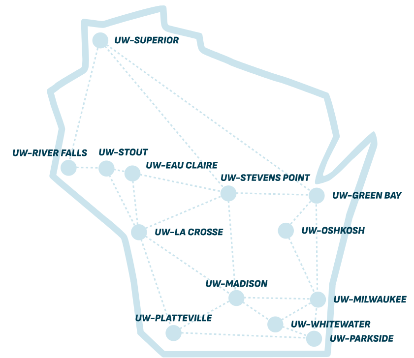 Wisconsin map graphic light blue