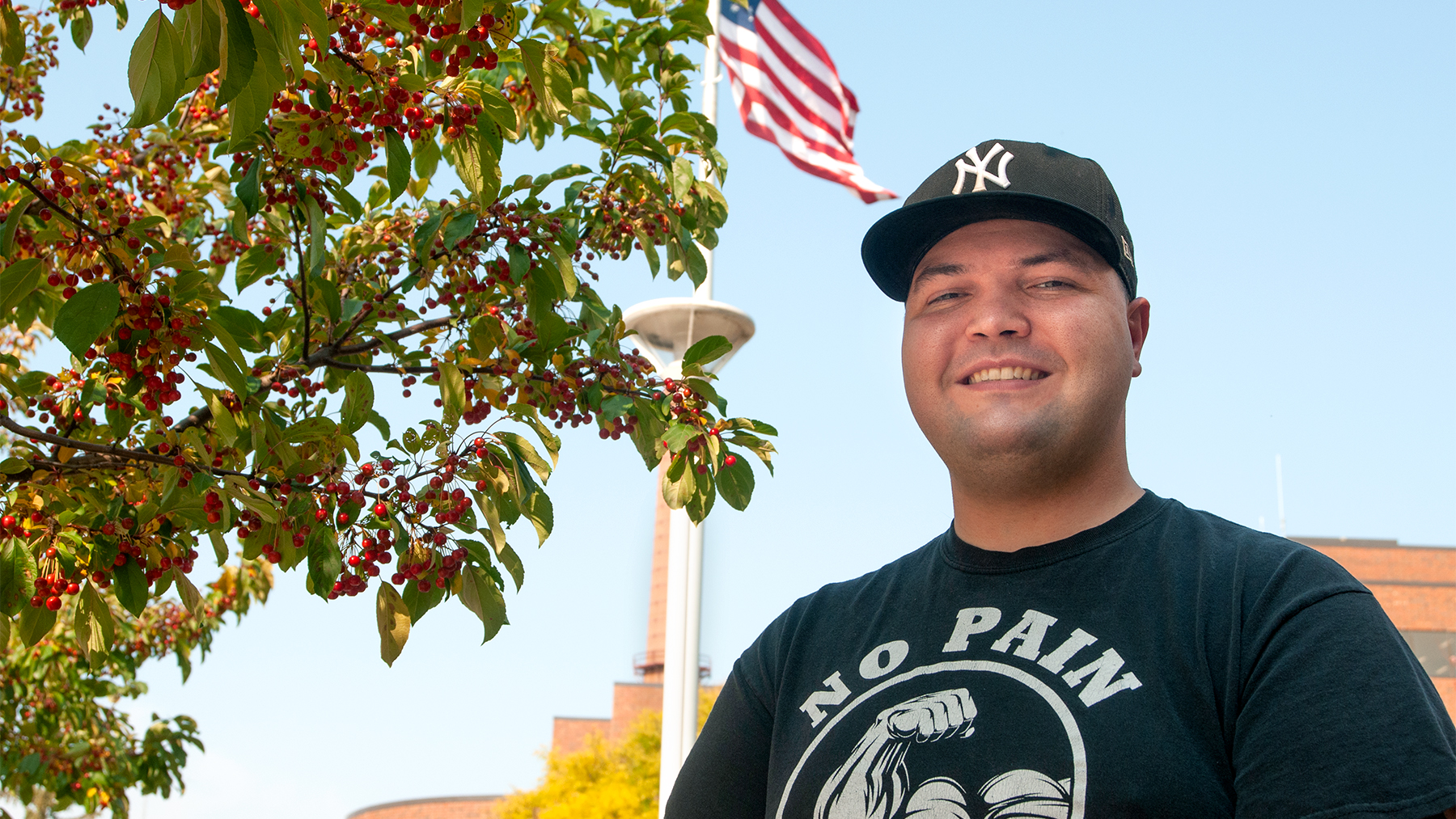 Photo of UW-Stout student Daniel Amundson, a peer mentor in the Veteran Mentorship Program. The program matches newer student veterans with other student veterans to help set and achieve their academic and personal goals.
