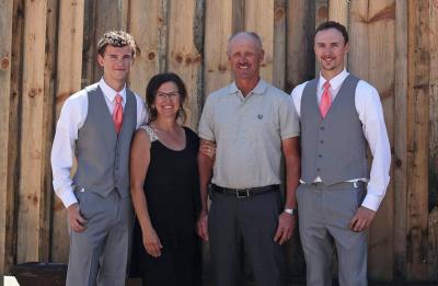 Photo of the Grulkowski family, first-generation graduates, Alex and Andrew Grulkowski, with their parents.