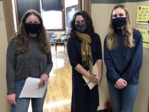 Photo of Jenna Luginbill, an undergraduate Spanish interpreter, Dr. Elena Casey, assistant professor of Spanish, and Avrie Butzler, a CSD first-year graduate student, who were part of a daylong hearing screening at Arcadia Elementary School. (Submitted photo)