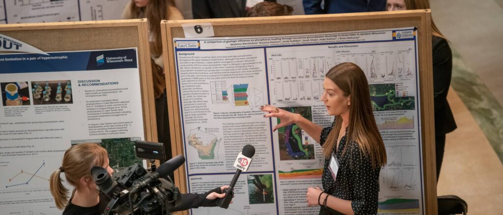 Photo of Marchiafava: "Being interviewed by Madison media at the rotunda was a great experience," she says. "The chance to talk to a reporter about my research and possibly to reach even more people was exciting."