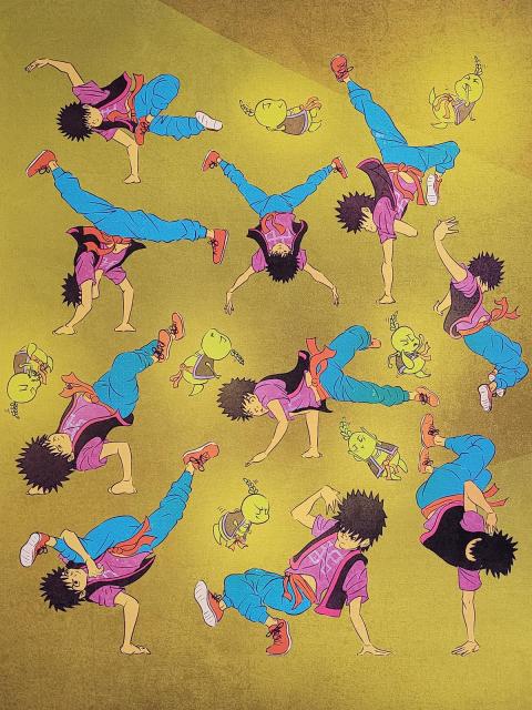 Photo of Ben and a leaf frond spirit dancing in 'To Broken Souls,' part of Yang's master's thesis / Jackson Yang