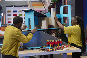 Photo of Wellington and Nelson working on their project in the finale. They were tasked with creating a massive build with storytelling and creativity. (Photo courtesy of Fox)