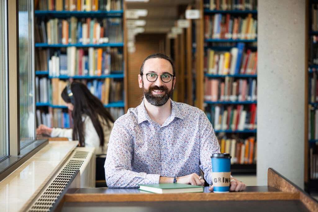 Photo of Scott Sutton who dropped out of UWM twice. But he finally found his career path in the field of mental health, so he recently returned to pursue a degree in psychology. “It’s been a great fit, and I love it,” he said. (UWM Photo/Elora Hennessey)