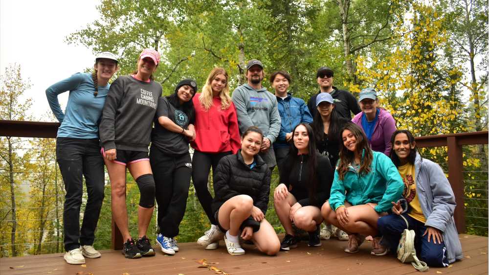 Photo of Kristine Patterson (second from left), who applied her UWL master's capstone project to host an "Unplug to Reconnect" event at UW-Superior.