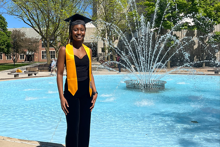 Photo of Christiana Ibiwoye who graduated from UW-Milwaukee in May with a master’s in communication. (Photo courtesy of Christiana Ibiwoye)