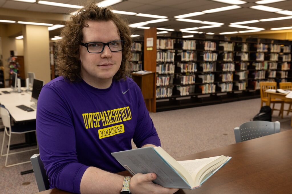 Photo of Jordan Bard, who is studying pre-engineering at UWSP at Marshfield and also works as a peer tutor.