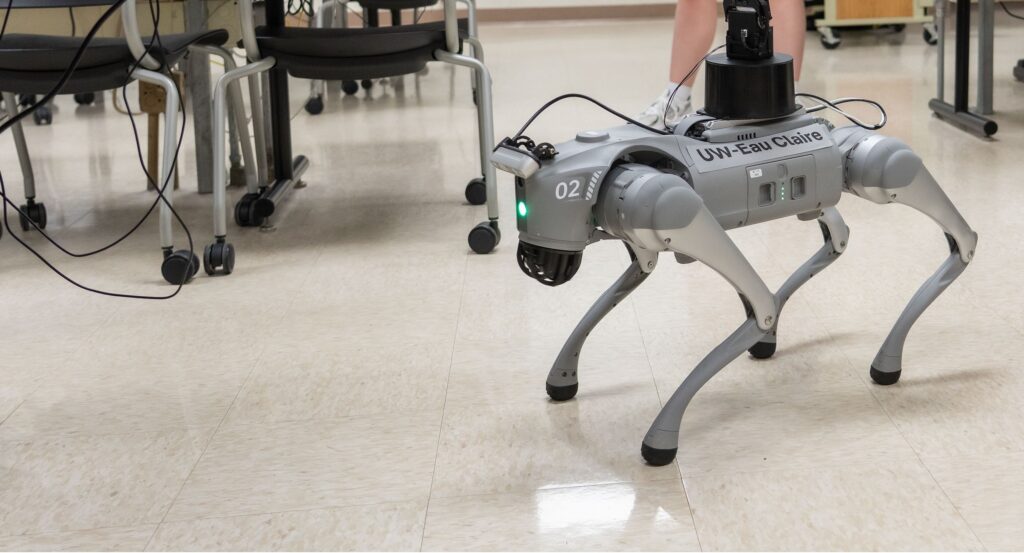 Photo of robotic dog at UW-Eau Claire