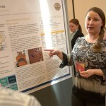 Senior economics major Kristina Hoyt co-presented the Walloon language research project poster at the 2015 CERCA event.