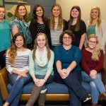 The SWE conference planning team. Pictured left to right (back row) are Tessa Janssen, Paige Black, Katie Carlson, Hannah Ihlenfeldt, Mandy Thompson, Lynsey Hanley and Kelsey Schillinger. Pictured left to right (front row) are Alyssa Whiteaker, Astrid Lavell, Amy True, Hailey Myers, Louise Lloyd and Steph Droessler (from the Professional SWE Dubuque). Not pictured: Ali Roth, Jane Beyer and Heather Hubbard.