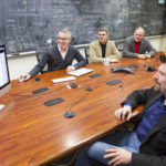 Photo of Patrick Brady, Jolien Creighton, Alan Wiseman, and Xavier Siemens, who lead UWM's LIGO team. (UWM Photo)