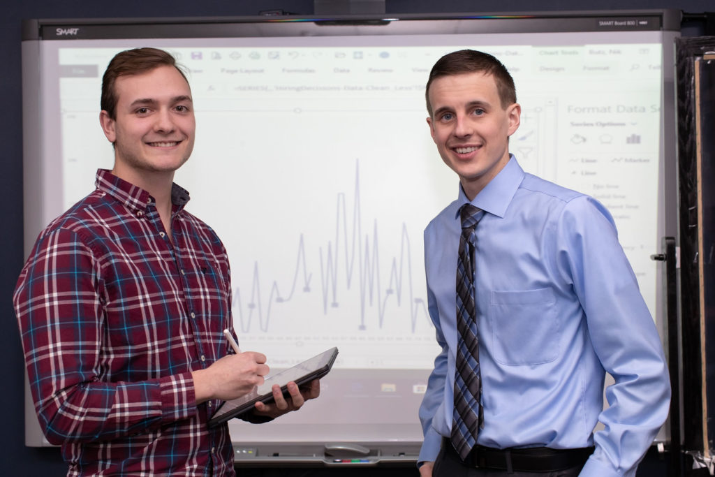 Photo of (from left) Tyler Hillery, UW-Stevens Point undergraduate student, and his faculty adviser Nik Butz.