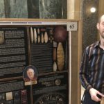 Photo of UW-Platteville Richland nontraditional student Chris Hynek presenting his research at Research in the Rotunda; Hynek is documenting his father’s life, which was dedicated to preserving prehistoric Native American culture.