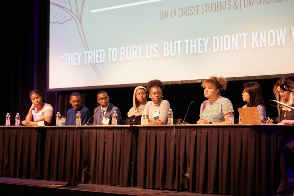 Photo of a panel at a UW-La Crosse Hate/Bias Response Symposium