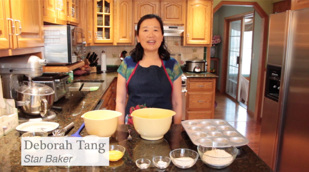 Photo of UW-Stevens Point instructor Deborah Tang, teaching cooking through online videos.