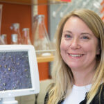 Photo of Rebecca Klaper, an aquatic toxicologist at UW-Milwaukee’s School of Freshwater Sciences, is looking for ways to change the chemistry of nanoparticles in order to reduce their harm to aquatic creatures. (UWM Photo/Pete Amland)