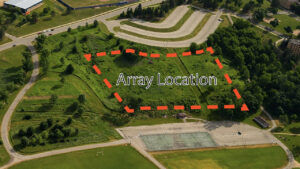 Photo of the new solar array will sit on five acres of south-facing hill just west of Pickard Hall.