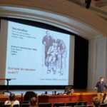 Photo of Peter Wilker, associate professor of microbiology, lecturing during an immunology class at UW-La Crosse.