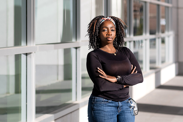 Photo of Seresa McDowell, who found that what she liked best about science was working in a lab. (UWM Photo/Elora Hennessey)