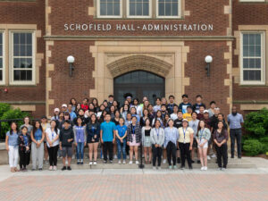 Photo of Upward Bound group. Of the 73 students in the 2020-21 Upward Bound cohort, 16 were seniors who completed the program prepared for higher education in their futures.