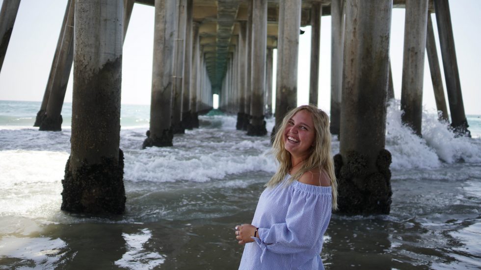 Photo of University of Wisconsin Oshkosh, Fox Cities campus alumna Maizie Foth, of Appleton, who said her life’s path took an unexpected and exciting turn when she secured an internship working with a Los Angeles screenwriter.
