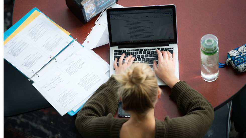 Photo of student at laptop