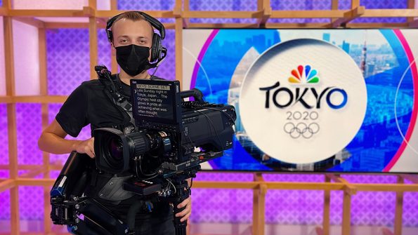 Photo of Kenton Barber ’17, who spent more than three weeks in Tokyo working for NBC.