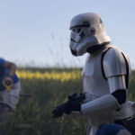 Photo of a storm trooper being filmed during “The Legend of Lex Zander,” a Make-A-Wish Foundation of Minnesota film that includes animation made by UW-Stout students. Photo courtesy Kari Jo Skogquist