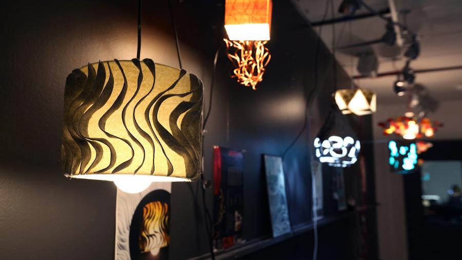 Photo of lighting designs created by interior design students at UW-Stout.  / UW-Stout