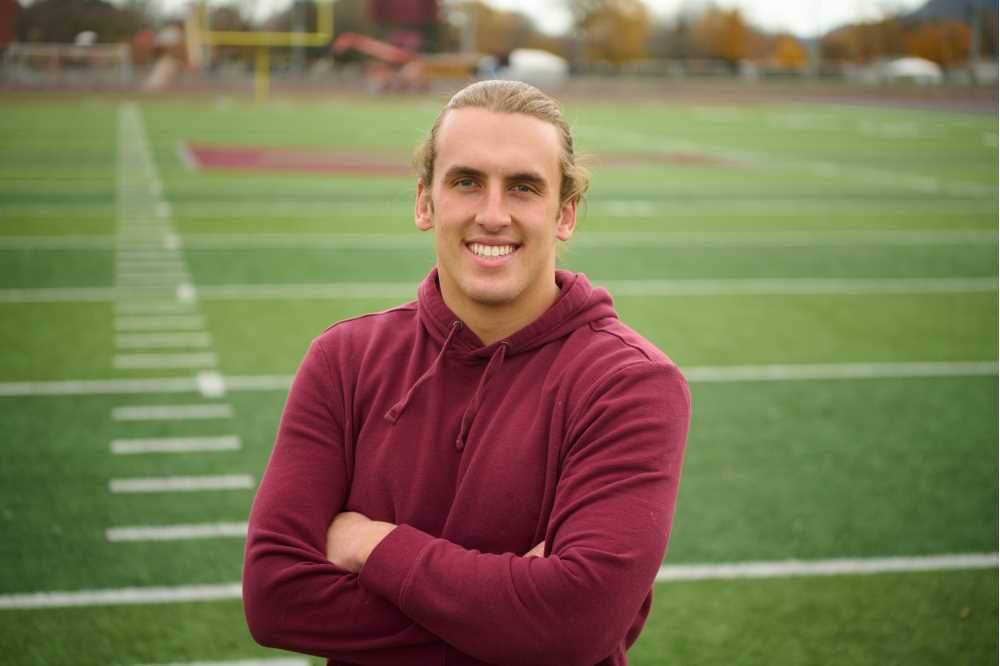 Photo of UW-La Crosse football player Rusty Murphy, who was worried about the impact of COVID-19 on local K-12 student-athletes. So, he co-founded Rising Athletes, a non-profit that strives to help youth sports programs by organizing, creating and sustaining opportunities for K-12 students.