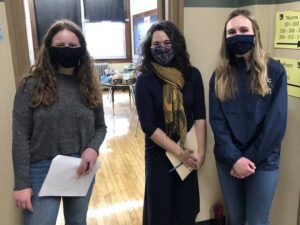 Photo of Jenna Luginbill, an undergraduate Spanish interpreter, Dr. Elena Casey, assistant professor of Spanish, and Avrie Butzler, a CSD first-year graduate student, who were part of a daylong hearing screening at Arcadia Elementary School. (Submitted photo)