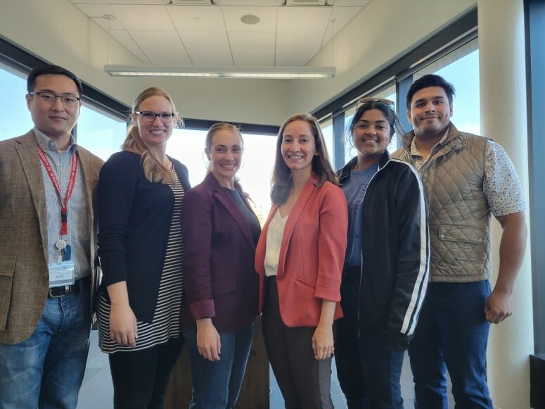 Photo of UW–Madison XPRIZE team includes, from left, graduate students Seunghyeon Jung, Mattie Bindl, Mikhaila Calice, Jenna Greene, Keerthana Sreenivasan and Eri R. Amezcua. COURTESY OF KEERTHANA SREENIVASAN