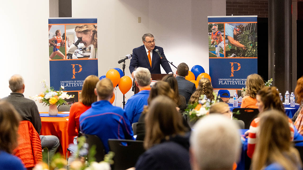 Photo of Todd Johnson at student scholarship announcement