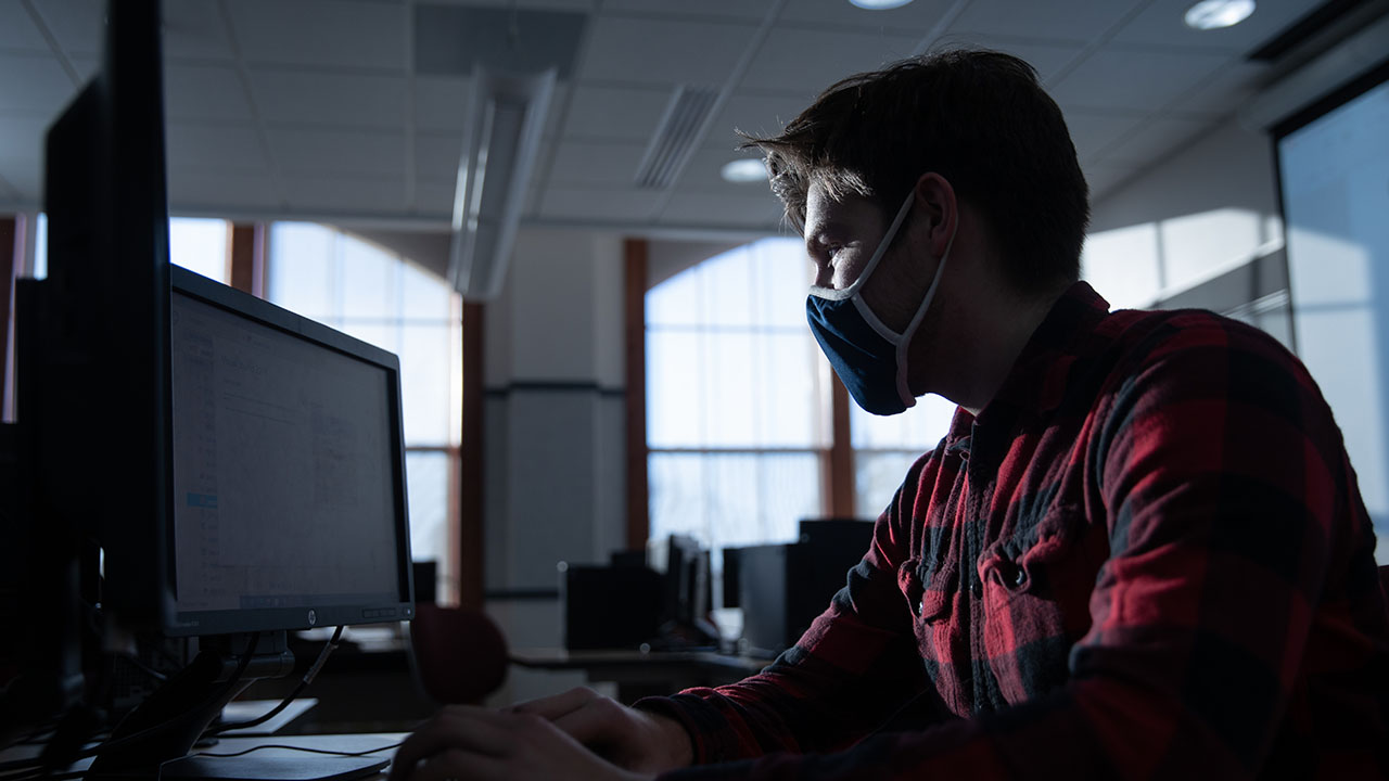 Photo of student in UW-Platteville's cybersecurity program