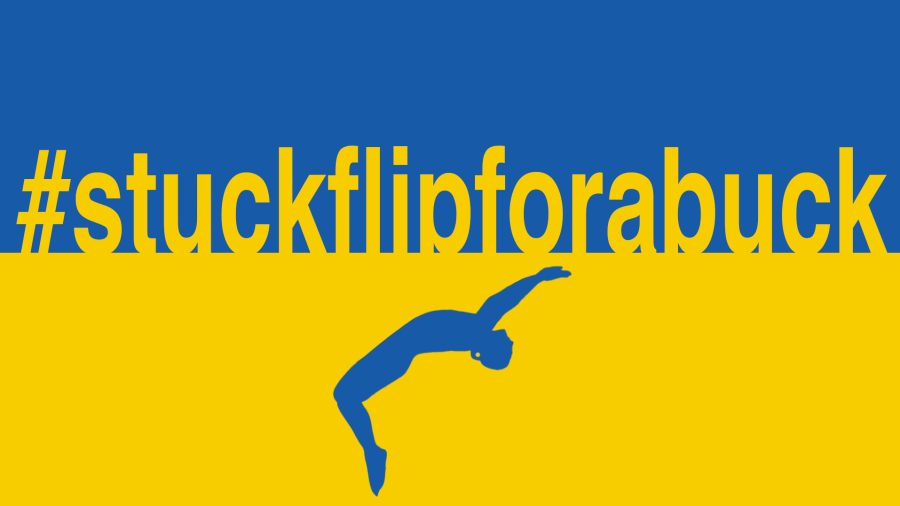 Graphic for #stuckflipforabuck designed by UW-Stout sophomore Noah Albricht, a photographer and graphic designer for Blue Devil Athletics. / Graphic bv Noah Albricht