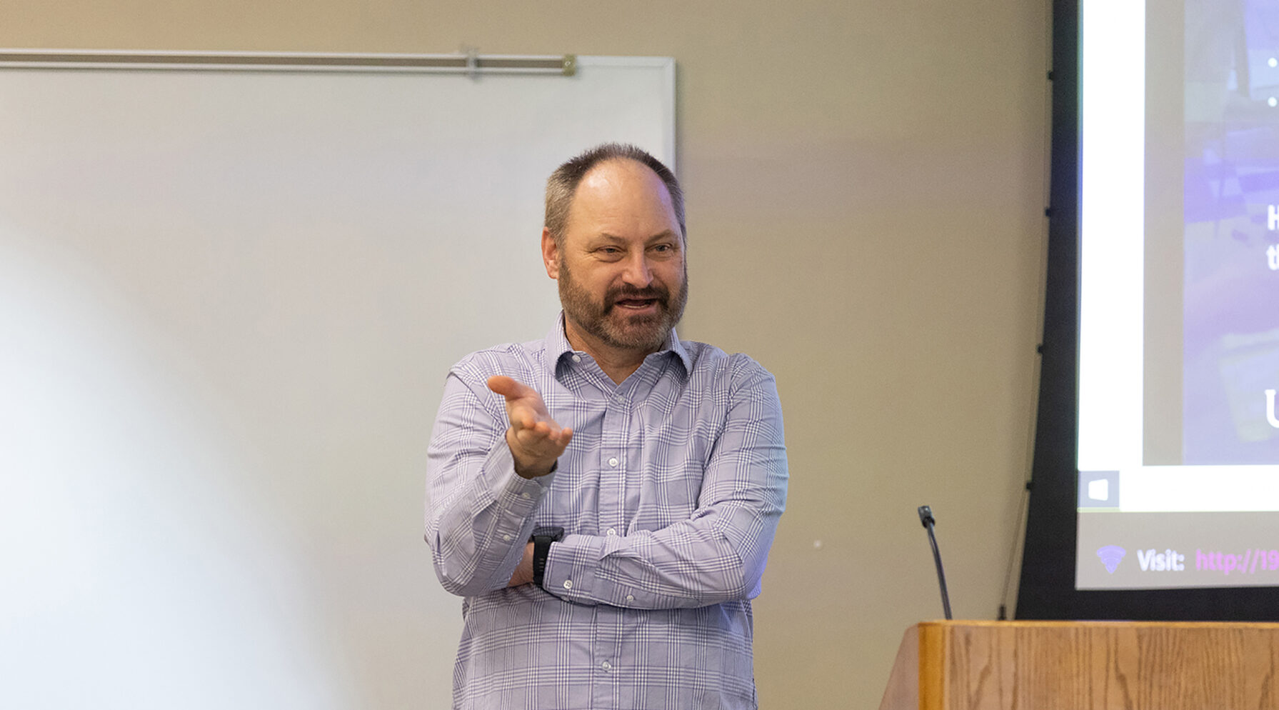 Photo of Ted Theyerl, an engineer and Lean facilitator with UW-Stout’s Manufacturing Outreach Center, who envisioned Buzz Digital during the pandemic after watching his son play a video game. / UW-Stout
