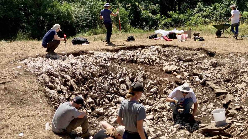 Photo of UW Oshkosh students at a dig site in Slovenia