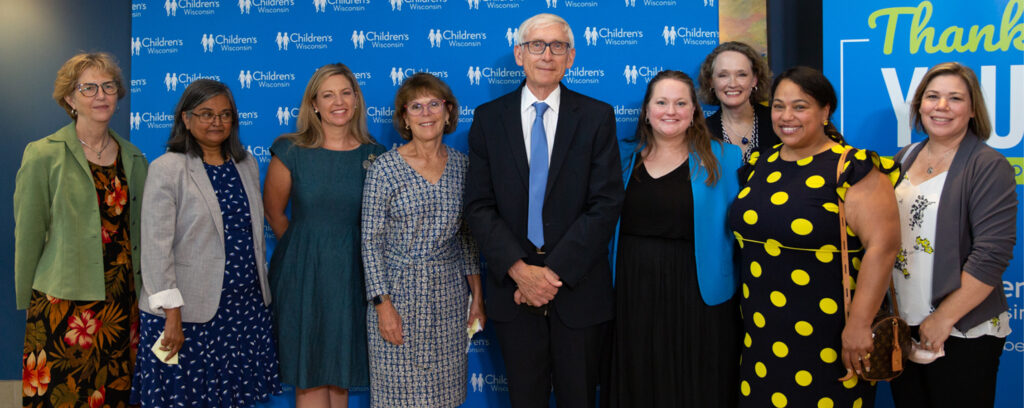 Photo of Wisconsin Governor Tony Evers and others announcing health grant to UW-Whitewater