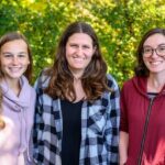 Photo of (from left) graduate students Sara Pabich, Elizabeth Berg, and Becky Rose, who are collecting data for a new heat warning system that could help save lives. PHOTO: ALTHEA DOTZOUR