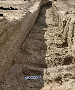 Photo of trench dug by researchers while excavating the footprints. (Photo courtesy of the National Park Service)