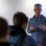 Photo of Assistant Professor Tim Tozer talking in his Drawing 1 course at UW-Stout. (UW-Stout)