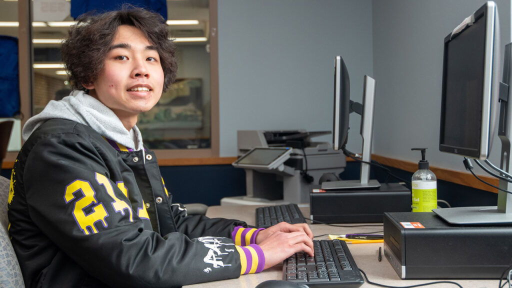 Photo of UW-Platteville Richland student Justin Yeung has designed research to test the effectiveness of different social engineering techniques hackers are using.