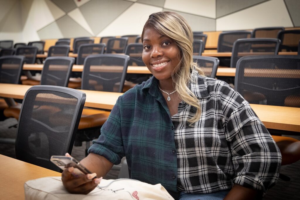 Photo of Chiamaka Obinna, a mentor and student leader at UW-Stevens Point.