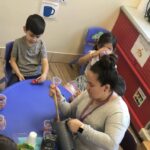 Photo of Dr. King teaching 3–6-year-old children in the Oneida language immersion program she created. (Photo courtesy of Dr. King)