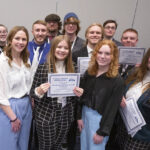 Photo of UW-Whitewater journalism students attending the Wisconsin Broadcasters Association Student Seminar in Middleton, Wis. in February 2023